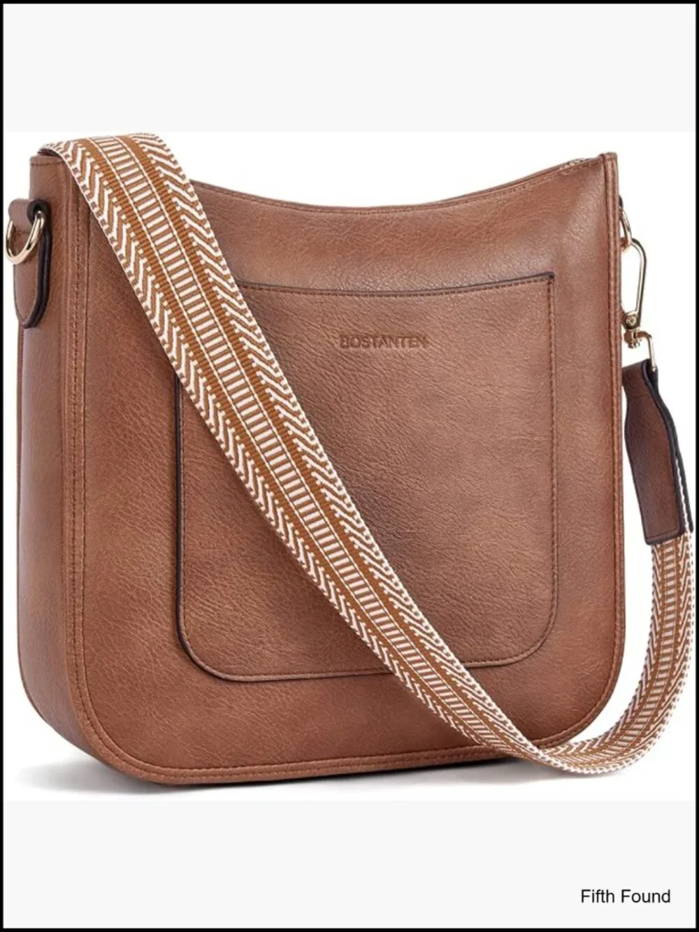 Vegan Leather Crossbody Hobo Bag with Wide Guitar Strap